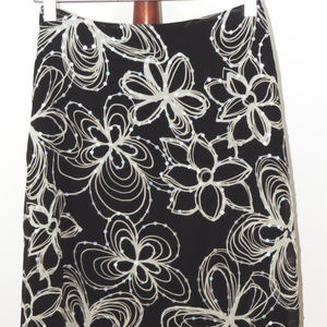 Josephine Chaus black & white floral a-line skirt